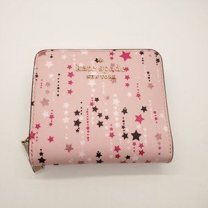 Kate Spade Glitter Twinkle Printed Small Zip Around Wallet in Pink Multi